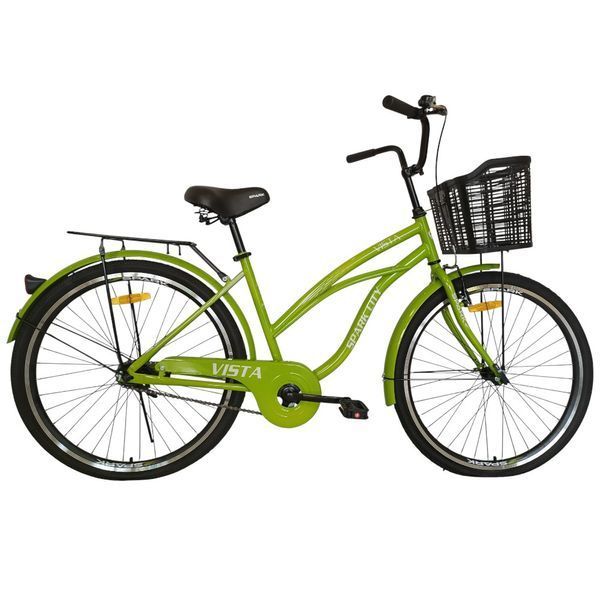 Міський велосипед SPARK CITY VISTA 26", сталева рама 17", 1 швидкість, багажник, кошик, крила, салатовий 240013 фото
