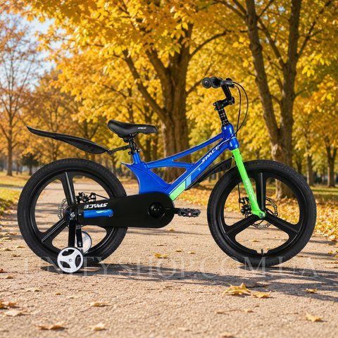 Дитячий велосипед SPACE KID STAR DD 20", магнієва рама 11", синій з зеленим OPS-SK-20-048 фото