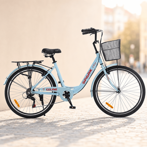 Міський велосипед SPARK CITY CELINE 26", алюмінієва рама 17", 7 швидкостей, кошик, багажник, блакитний 239980 фото