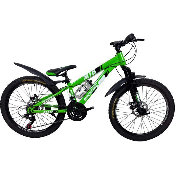 Гірський велосипед CrossBike Rockfire 26", сталева рама 13", 21 швидкість, зелений 26СTS-006484 фото