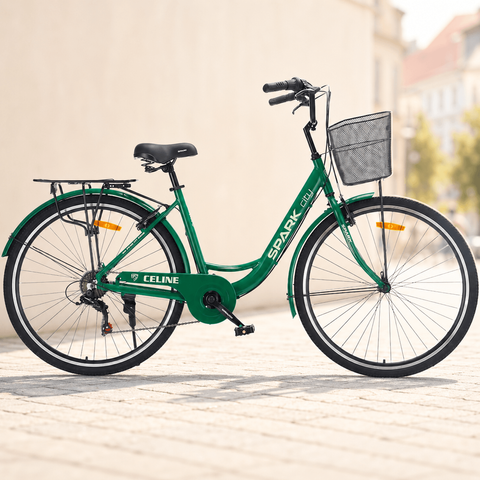 Міський велосипед SPARK CITY CELINE 28", алюмінієва рама 18", 7 швидкостей, кошик, багажник, зелений 239982 фото