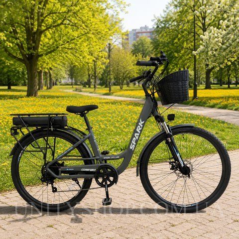 Електровелосипед SPARK E-CITY COMFORT 28" 48V/500W/12.8Ah, алюмінієва рама 18", до 35 км/год, темно-сірий 218747 фото