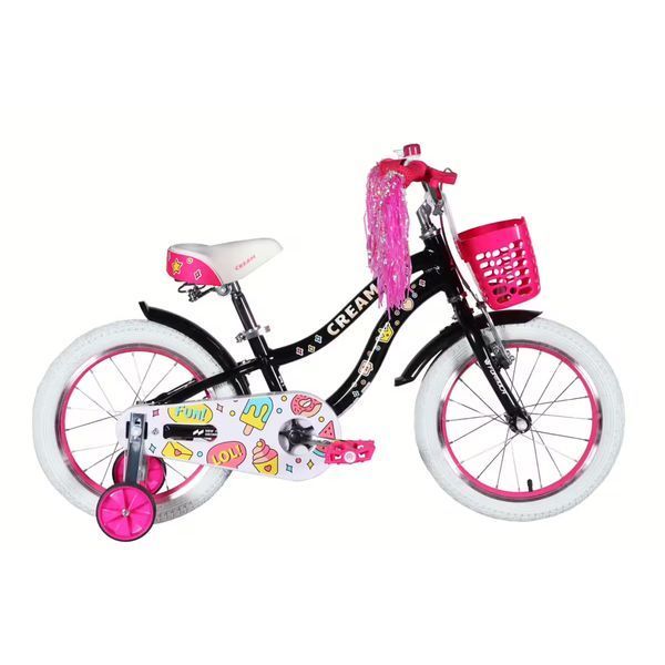 Дитячий велосипед Formula Kid CREAM 16", алюмінієва рама 8,5", чорний з рожевим OPS-FRK-16-248 фото