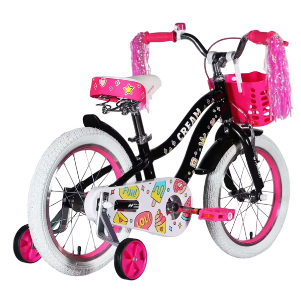 Дитячий велосипед Formula Kid CREAM 16", алюмінієва рама 8,5", чорний з рожевим OPS-FRK-16-248 фото