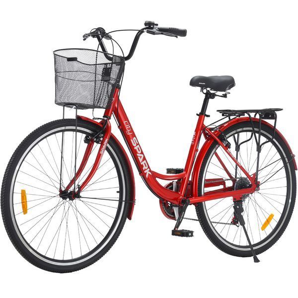 Міський велосипед SPARK CITY CELINE 28", алюмінієва рама 18", 7 швидкостей, кошик, багажник, червоний 239984 фото