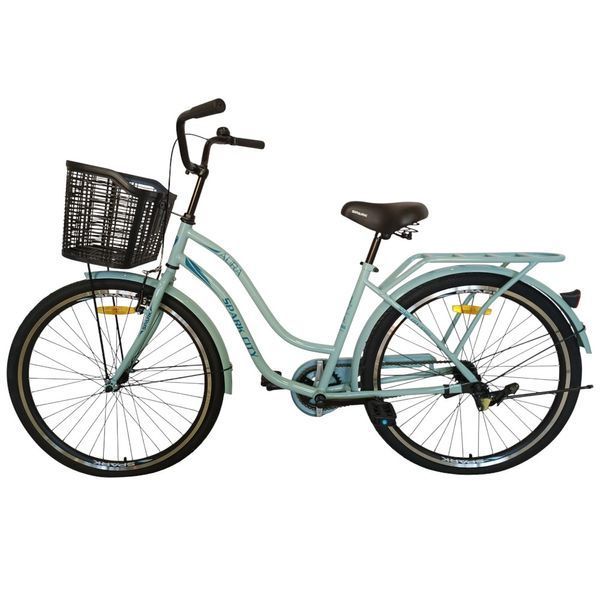 Міський велосипед SPARK CITY AURA 26", сталева рама 17", 1 швидкість, кошик, багажник, м'ятний 240005 фото
