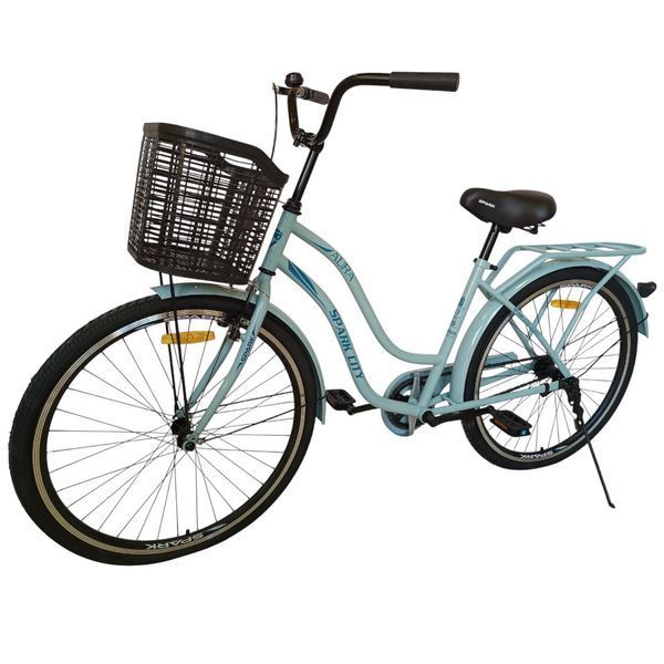 Міський велосипед SPARK CITY AURA 26", сталева рама 17", 1 швидкість, кошик, багажник, м'ятний 240005 фото