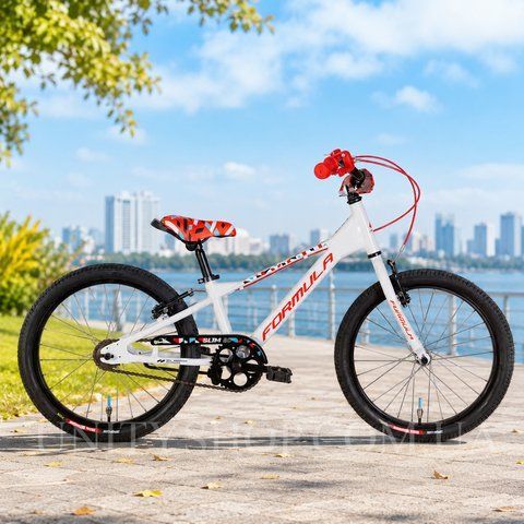 Дитячий велосипед Formula Kid SLIM 20", алюмінієва рама 10", білий з червоним OPS-FRK-20-256 фото