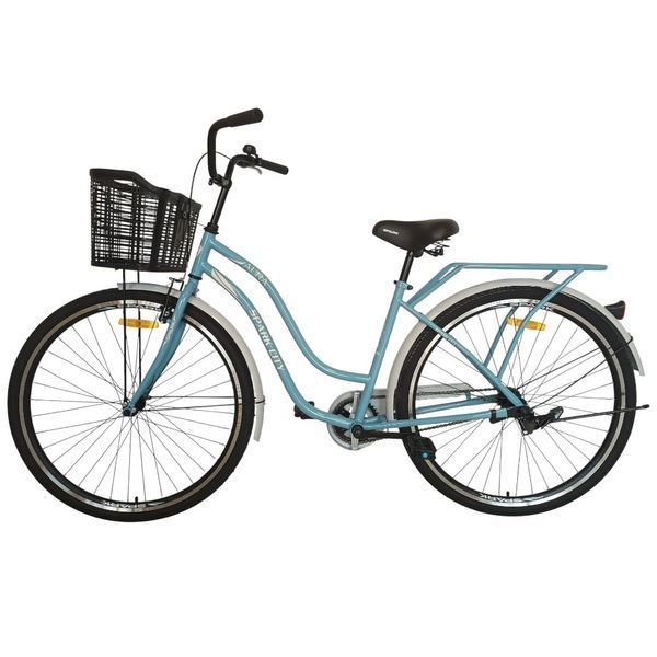 Міський велосипед SPARK CITY AURA 28", сталева рама 18, 1 швидкість, кошик, багажник, блакитний 240009 фото