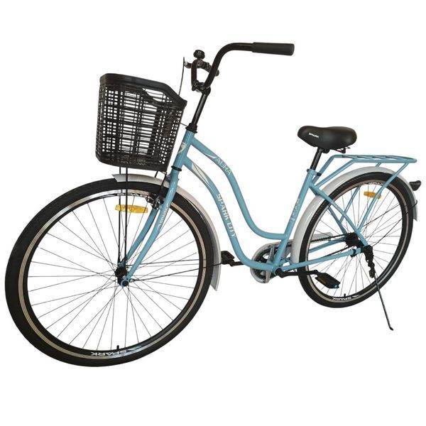 Міський велосипед SPARK CITY AURA 28", сталева рама 18, 1 швидкість, кошик, багажник, блакитний 240009 фото
