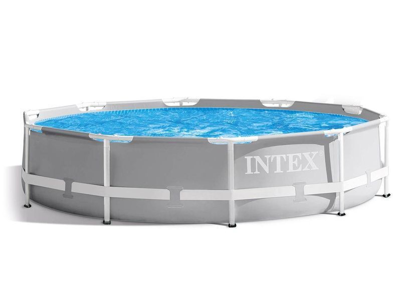 Каркасний басейн Intex Prism Frame 305x76 см, 4485 л, тришаровий ПВХ, сімейний, сірий 26700 фото