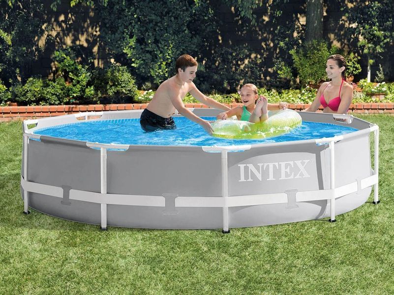 Каркасний басейн Intex Prism Frame 305x76 см, 4485 л, тришаровий ПВХ, сімейний, сірий 26700 фото