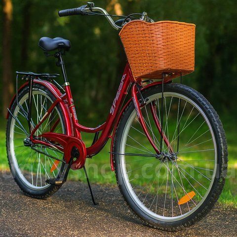 Міський велосипед SPARK PLANET-3 VENERA 28" алюмінієва рама 17" 3 швидкості, SHIMANO Nexus, кошик, багажник, Червоний 203634 фото