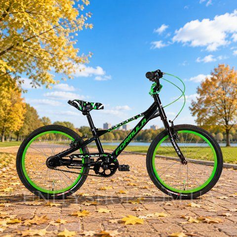 Дитячий велосипед Formula Kid SLIM 20", алюмінієва рама 10", чорний з зеленим OPS-FRK-20-259 фото