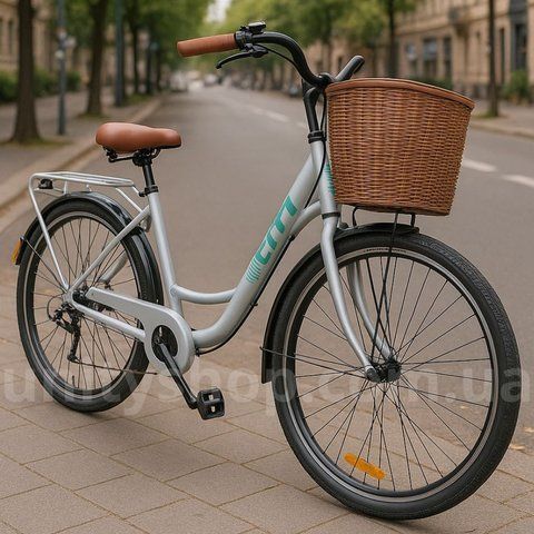 Міський велосипед Spark CITY LIMU 26" &ndash; сталева рама 17", ножне гальмо, багажник і кошик у комплекті 205328 фото
