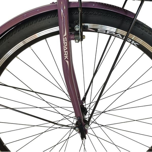 Міський велосипед SPARK CITY AURA 28", сталева рама 18, 1 швидкість, кошик, багажник, сливовий 240011 фото