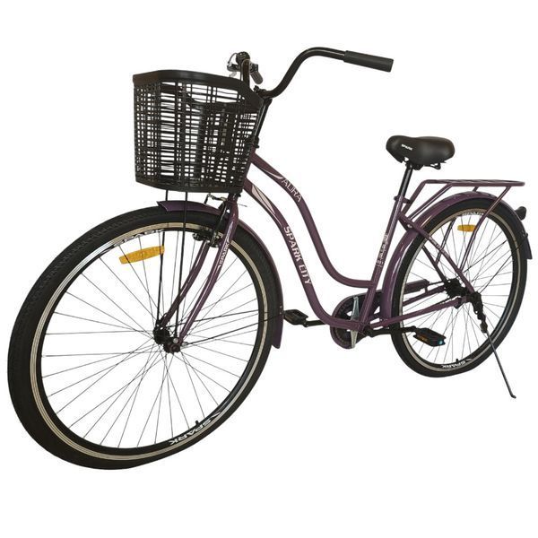 Міський велосипед SPARK CITY AURA 28", сталева рама 18, 1 швидкість, кошик, багажник, сливовий 240011 фото