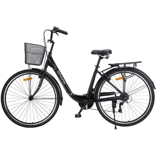Міський велосипед SPARK CITY TEYA 28", алюмінієва рама 18&rdquo;, 7 швидкостей, кошик, багажник, чорний 239988 фото