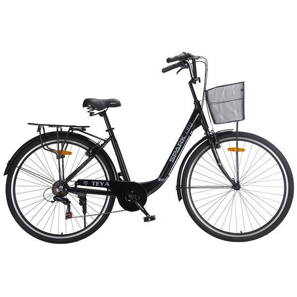 Міський велосипед SPARK CITY TEYA 28", алюмінієва рама 18&rdquo;, 7 швидкостей, кошик, багажник, чорний 239988 фото