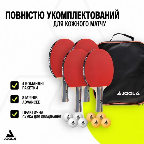 Набір для настільного тенісу Joola Team School 4 ракетки 8 м'ячів 930798 фото