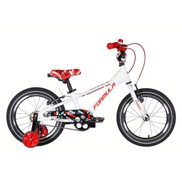 Дитячий велосипед Formula Kid SLIM 16", алюмінієва рама 8,5", білий з червоним OPS-FRK-16-252 фото