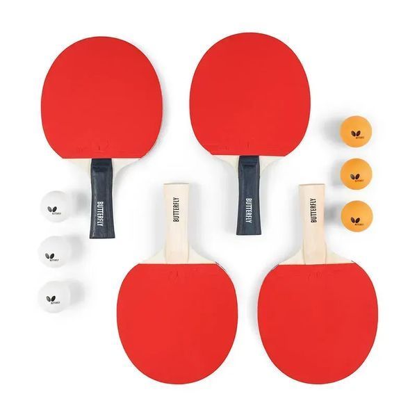 Набір для настільного тенісу Butterfly Racket Set Easy 4 ракетки 6 м'ячів 932198 фото