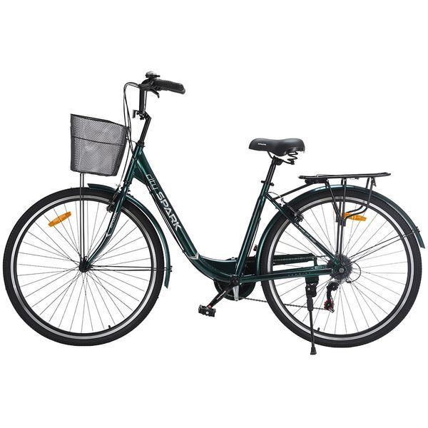 Міський велосипед SPARK CITY TEYA 28", алюмінієва рама 18&rdquo;, 7 швидкостей, кошик, багажник, темно-зелений 239990 фото