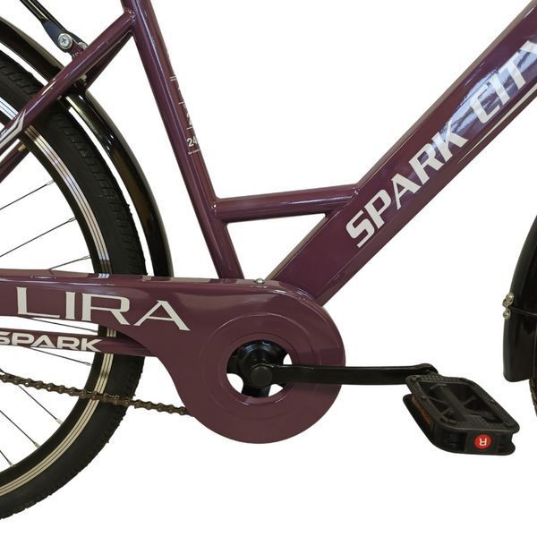 Міський велосипед SPARK CITY LIRA 26", сталева рама 17", 1 швидкість, кошик, багажник, сливовий 240037 фото