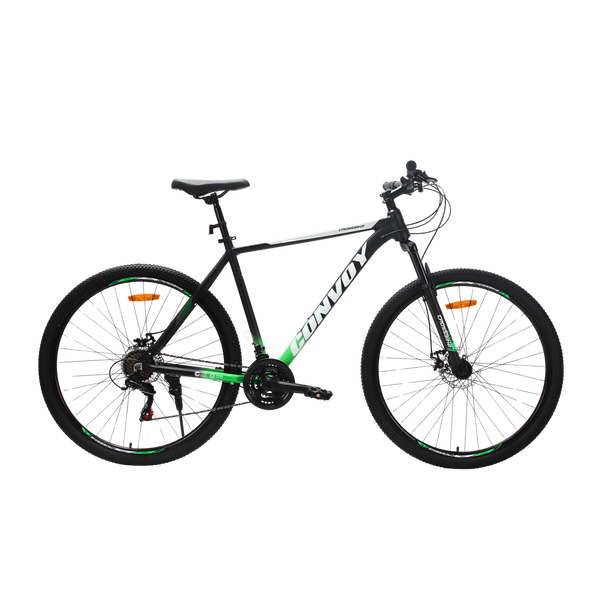 Гірський велосипед CrossBike CONVOY 29", алюмінієва рама 21", 21 швидкість, чорний-зелений 29СTA-006237 фото