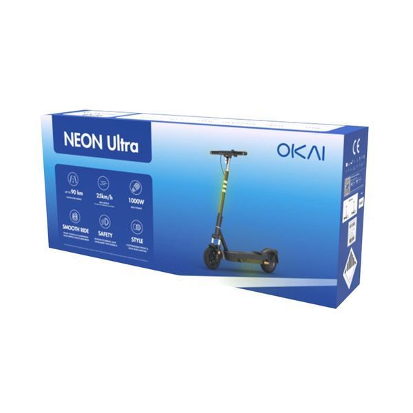 Електросамокат OKAI ES40, 10", 1000W, 38 км/г, 70 км запас ходу, амортизація, IPX5 Чорний ES40-B фото