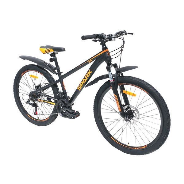Підлітковий гірський велосипед SPARK JOY 26" сталева рама 13", 21 швидкість, амортизація, Чорний з помаранчевими 222971 фото