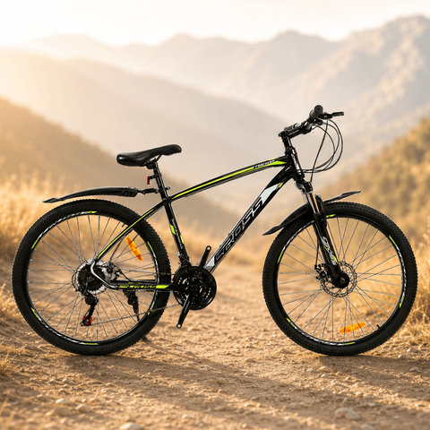 Гірський велосипед CrossBike Tracker 26", алюмінієва рама 17", 21 швидкість, чорний-жовтий 26СTA-004628 фото
