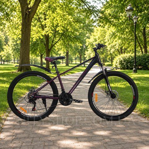 Гірський велосипед SPARK LINE 27,5", алюмінієва рама 15", 21 швидкість, чорний з темно-вишневим 239206 фото