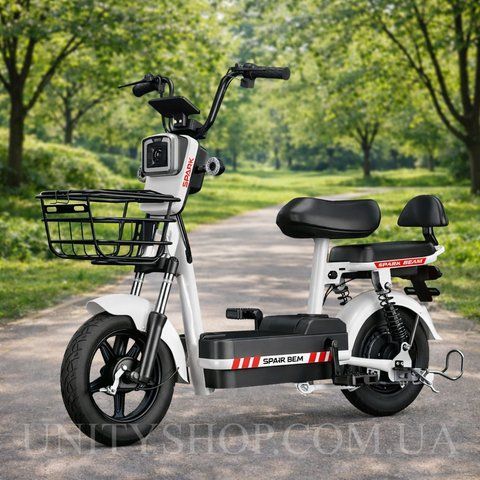Велосипед з електромотором SPARK BEAM 14", 48V 400W 12Ah, швидкість до 25 км/год, білий 246430 фото