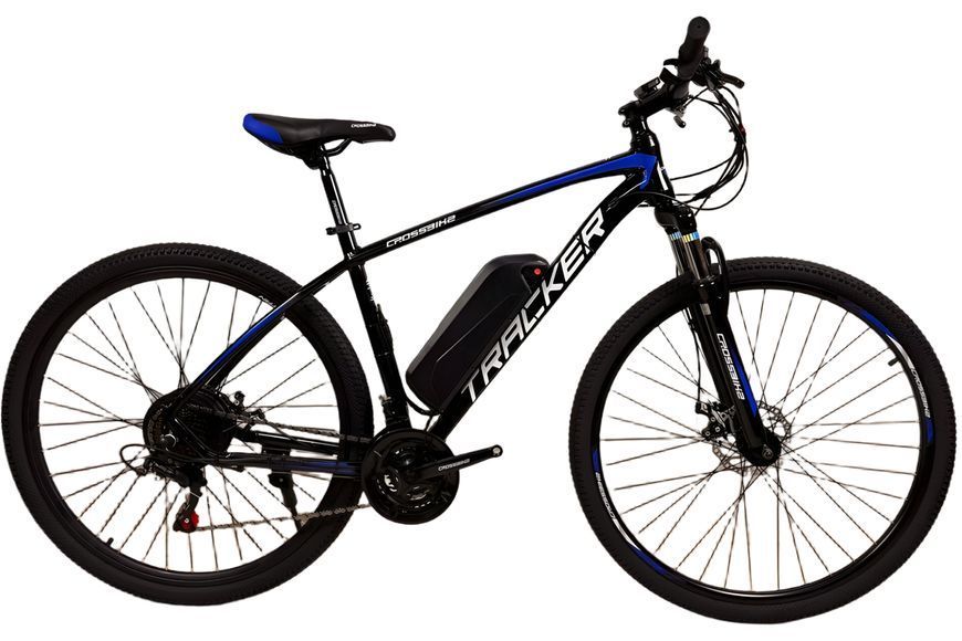 Електровелосипед CrossBike Tracker 29" 18" 500W 48V 13Ah, до 45 км/год, Чорний з синім 6276 фото