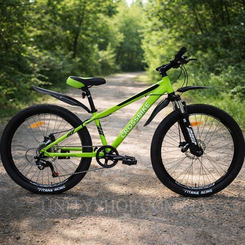 Гірський велосипед Crossbike Dragster Susp 26", алюмінієва рама 13", 7 швидкостей, для підлітків, зелений 26CJPr-005049 фото