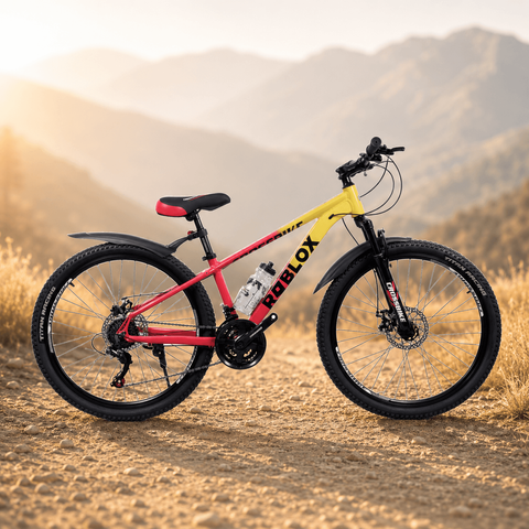 Гірський велосипед CrossBike Roblox 26", алюмінієва рама 13", 21 швидкість, жовто-червоний 26СTA-006525 фото