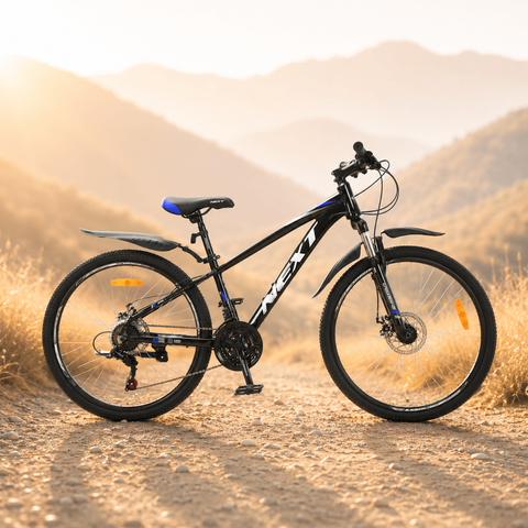 Гірський велосипед Crossbike Next 2025 26", алюмінієва рама 12", 21 швидкість, чорний-синій 26СTA-005608 фото