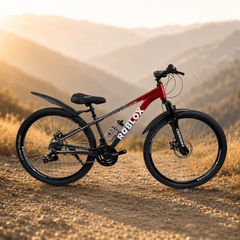 Гірський велосипед CrossBike Roblox 26", алюмінієва рама 13", 21 швидкість, червоний-сірий 26СTA-006523 фото