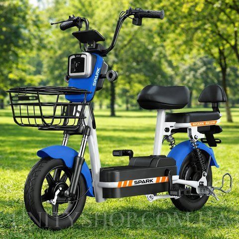 Велосипед з електромотором SPARK BEAM 14", 48V 400W 12Ah, швидкість до 25 км/год, синій 246427 фото