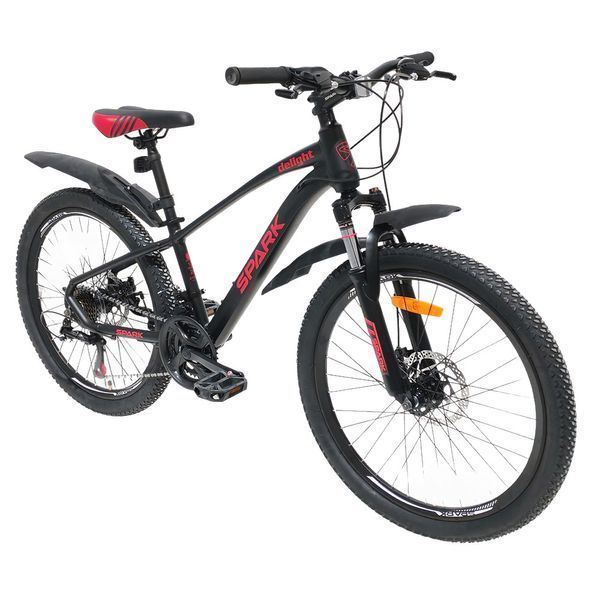 Гірський велосипед SPARK DELIGHT 24" алюмінієва рама 12", 21 швидкість, амортизаційна вилка, дискові гальма, чорний 218768 фото