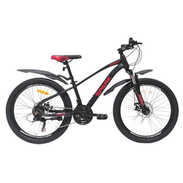 Гірський велосипед SPARK DELIGHT 24" алюмінієва рама 12", 21 швидкість, амортизаційна вилка, дискові гальма, чорний 218768 фото