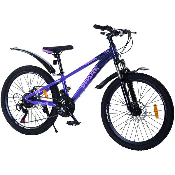 Гірський велосипед SPARK NEO 24", алюмінієва рама 11", 21 швидкість, темно-фіолетовий із фіолетовим 239379 фото