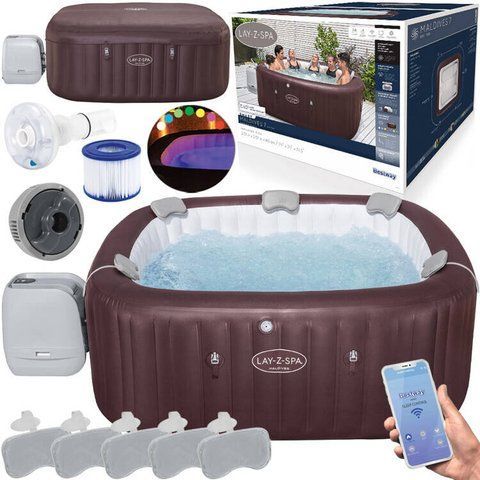 Надувний СПА-басейн Bestway Lay-Z-Spa Maldives 6001U, 201x201 см, Wi-Fi, гідро/аеромасаж 6001U фото