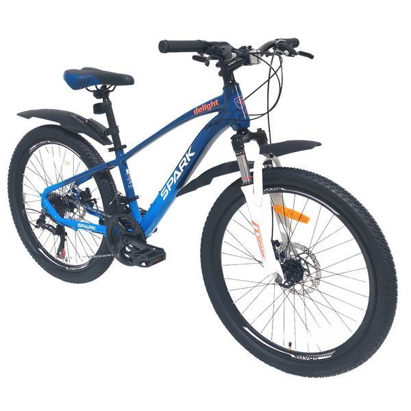 Гірський велосипед SPARK DELIGHT 24" алюмінієва рама 12", 21 швидкість, амортизаційна вилка, дискові гальма, синій 218769 фото
