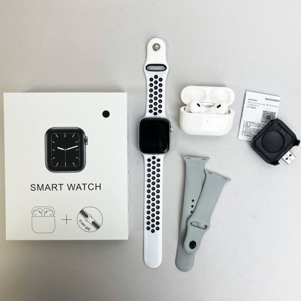 Комплект Smart Watch T55 Air Pro 2 Смарт-годинник та бездротові навушники, Bluetooth 5.0, Моніторинг здоров'я, Android/iOS, Сірий SW109 фото